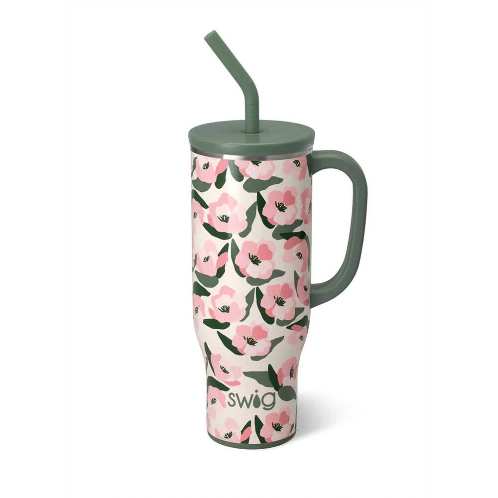 NEW SWIG LIFE sweet pea mega mug - 30oz in floral pink & green